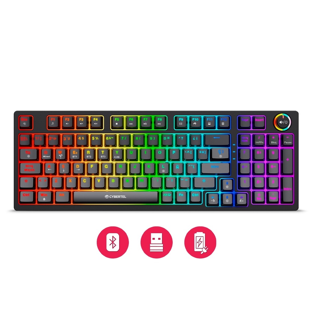 [21565] TECLADO MECANICO WIFI RECARGABLE CBX K1008-3M STRIKER CYBERTEL