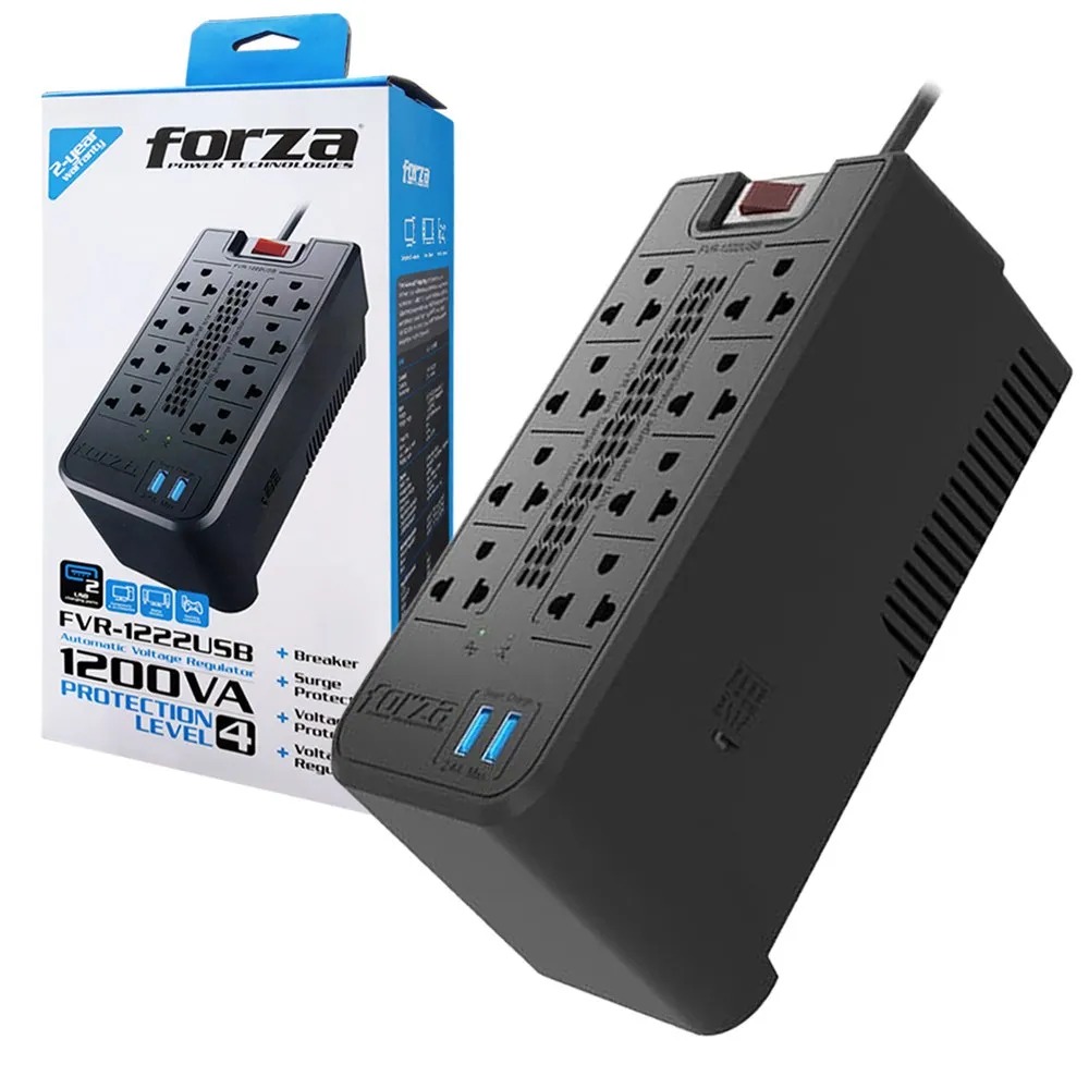 [20510] ESTABILIZADOR 8T FORZA+2 USB FVR-1222USB 1200V-FORZA
