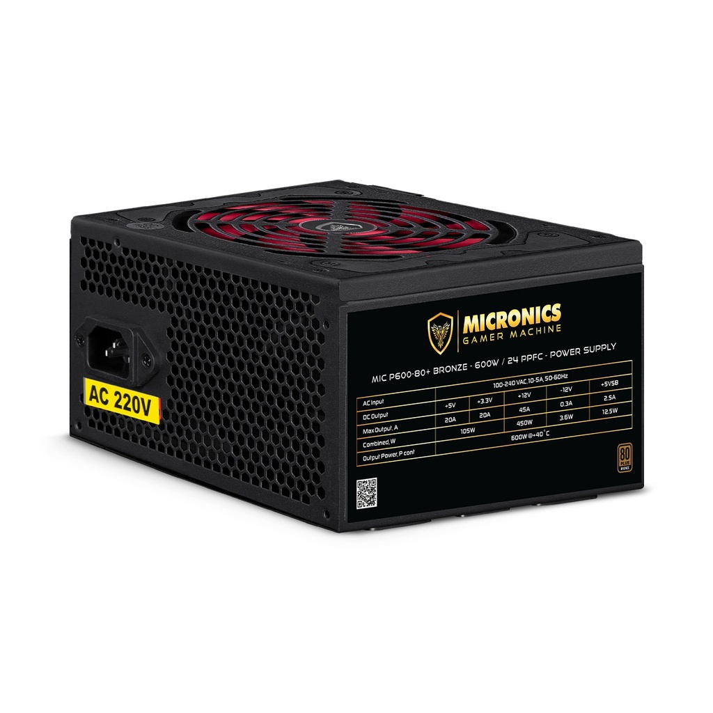 [21163] FUENTE DE PODER 600W 80 PLUS PASSIVE PSU MIC P600-80+ MICRONICS