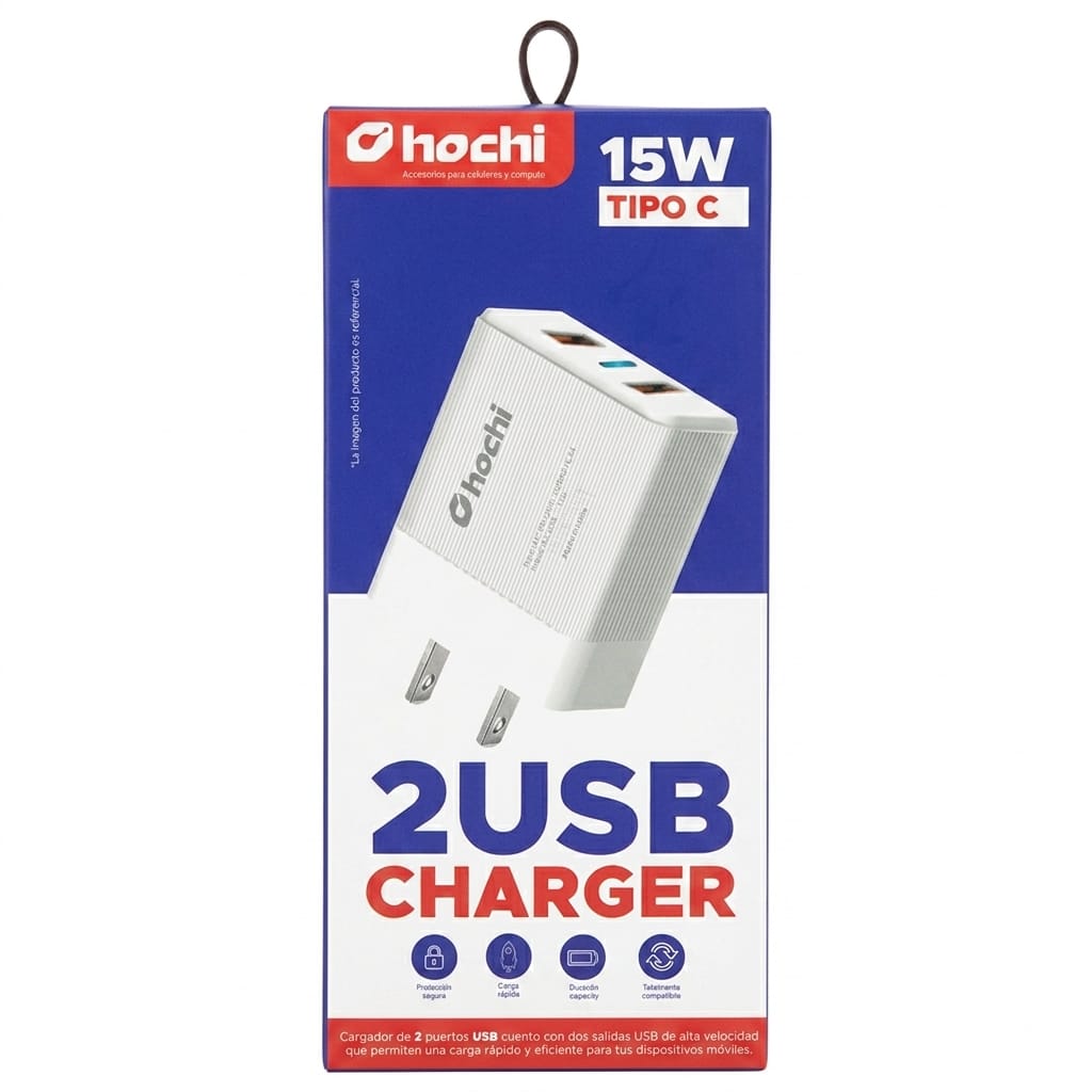 CARGADOR 15W 2 USB HOCHI