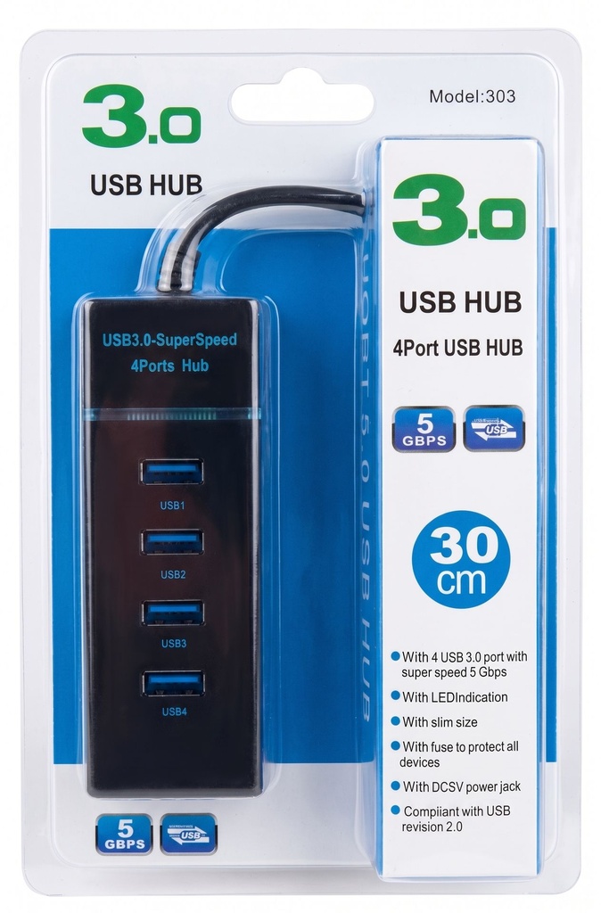 [20331] HUB USB 3.0 AZUL