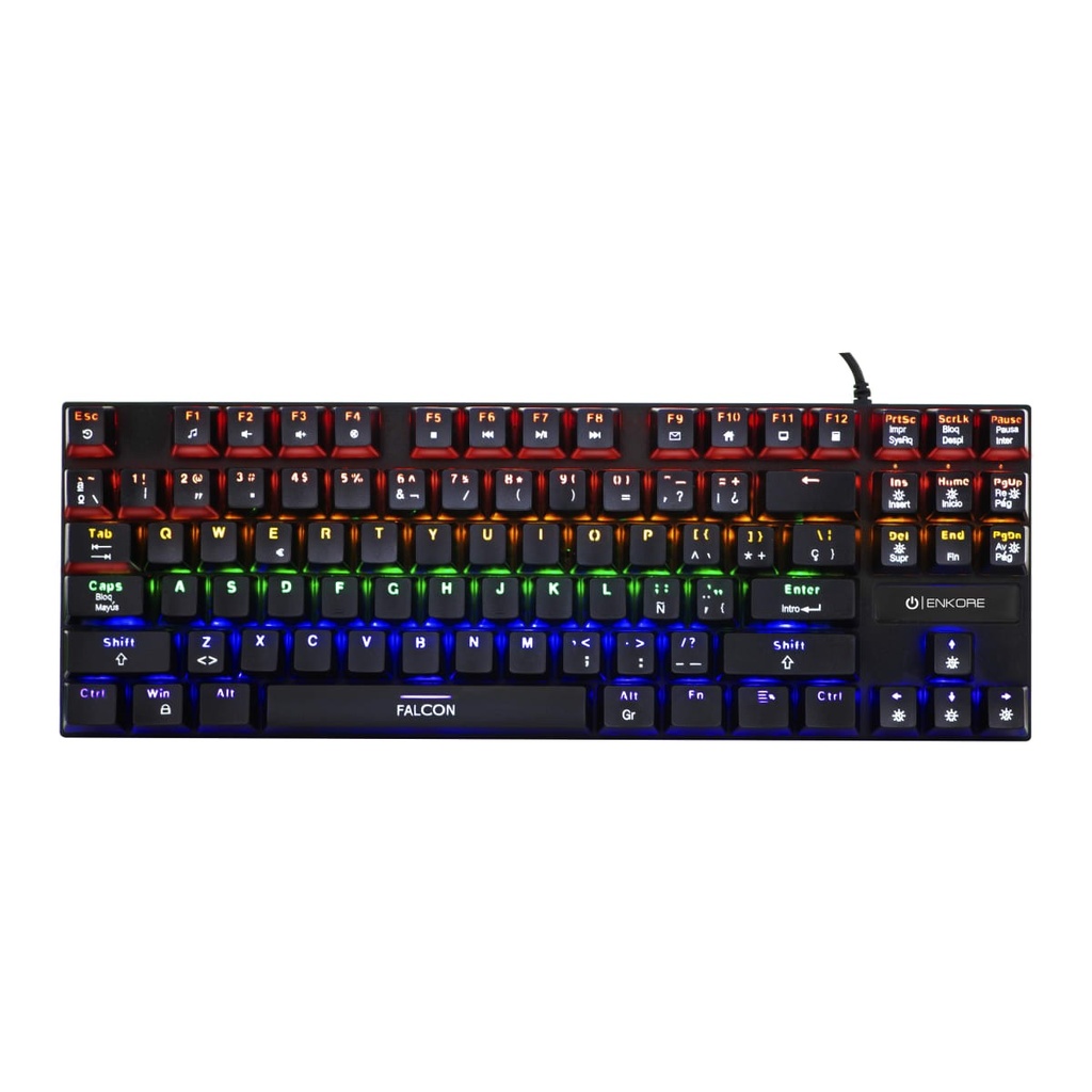 TECLADO MECANICO ENK1005 FALCON 87 LUCES RGB ENKORE