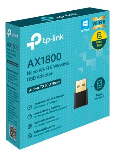 [20162] ADAPTADOR WIFI 6 DUAL BAND AX1800 ARCHER TX20U NANO TP-LINK