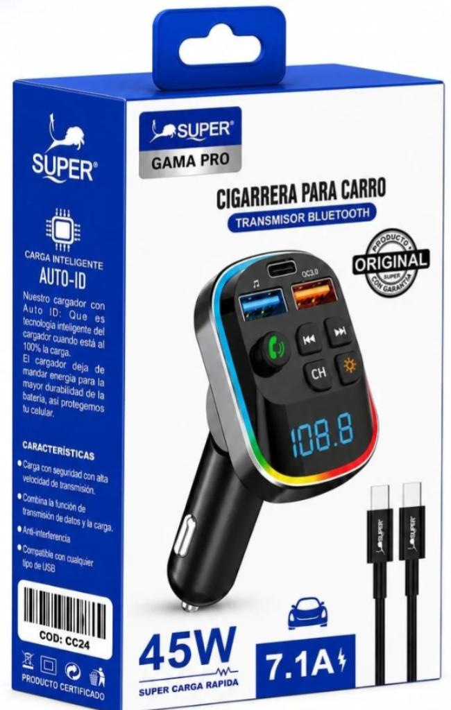 [20696] CARGADOR PARA AUTO 45W 7.1A CC24 SUPER